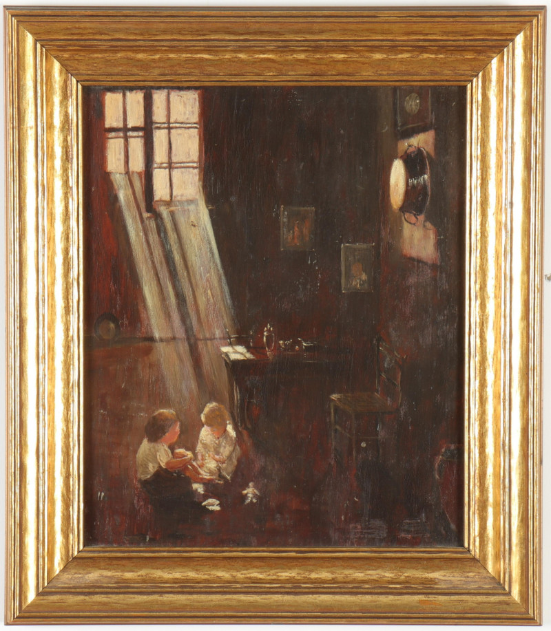 Unknown Artist Children in Sunlit Interior O/P