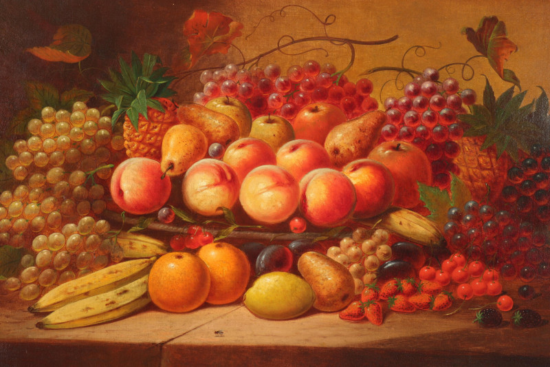 Still Life Basket of Fruit American 19th C