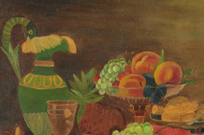 Primitive Still Life with Pitcher Fruit O/C