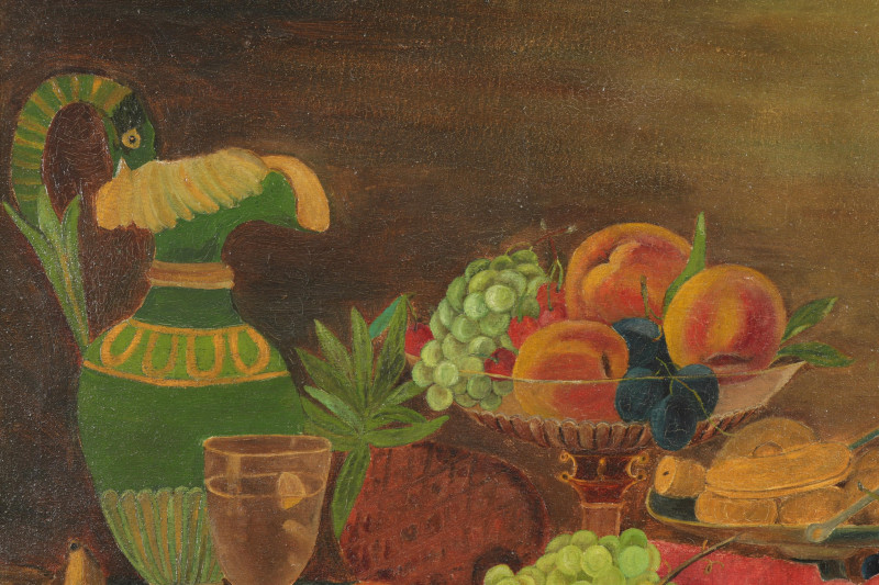 Primitive Still Life with Pitcher Fruit O/C
