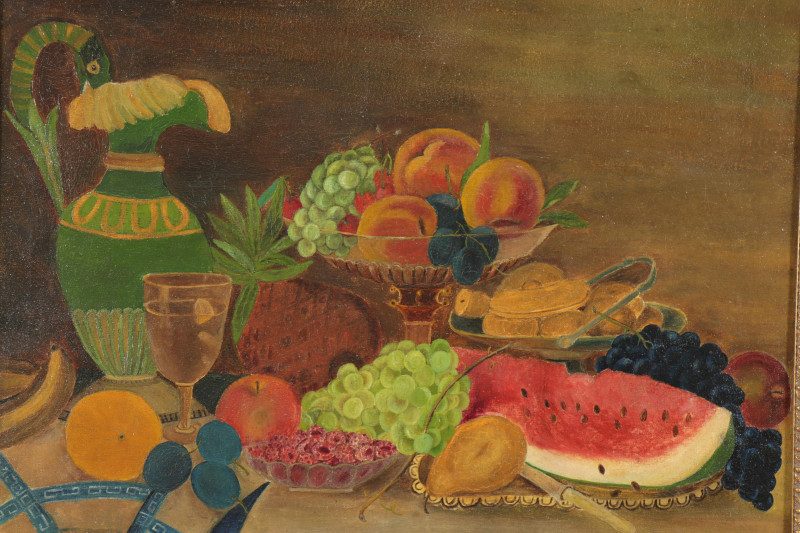 Primitive Still Life with Pitcher Fruit O/C