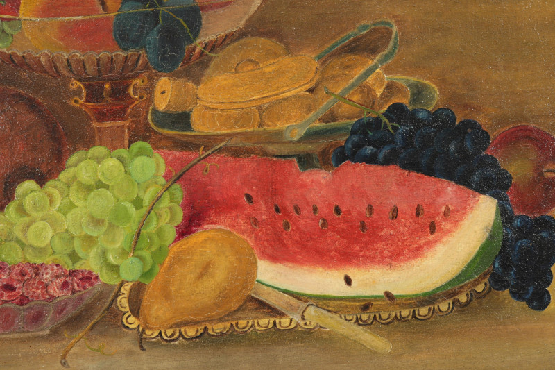 Primitive Still Life with Pitcher Fruit O/C