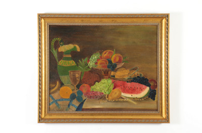 Primitive Still Life with Pitcher Fruit O/C
