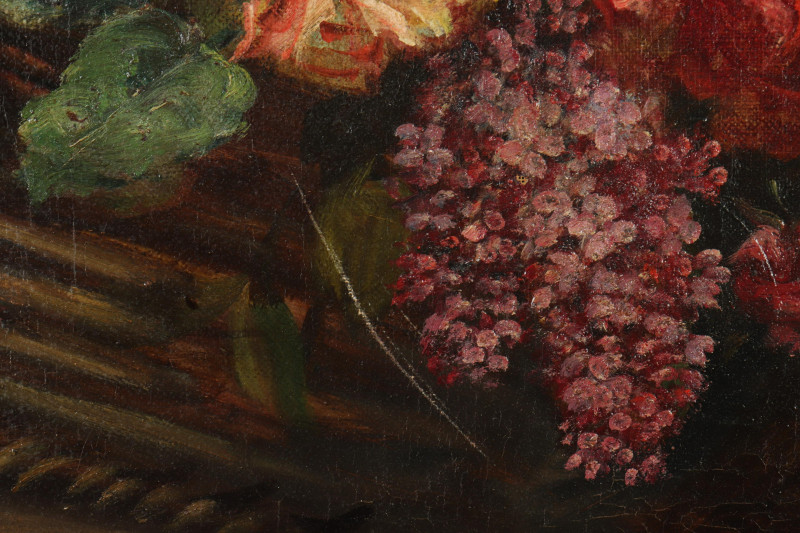 Basket of Roses Lilacs O/C