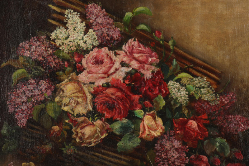 Basket of Roses Lilacs O/C