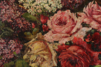 Basket of Roses Lilacs O/C