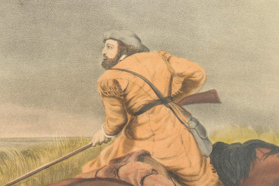 Currier Ives The Trapper&apos;s Last Shot litho