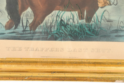 Currier Ives The Trapper&apos;s Last Shot litho