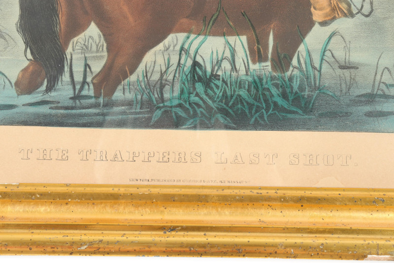 Currier Ives The Trapper&apos;s Last Shot litho