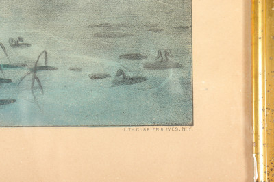 Currier Ives The Trapper&apos;s Last Shot litho