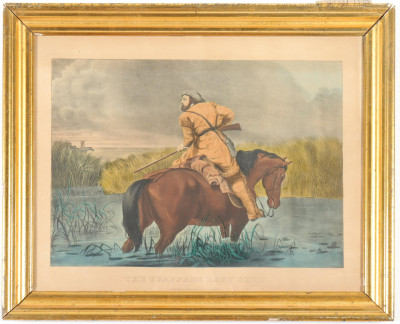 Currier Ives The Trapper&apos;s Last Shot litho