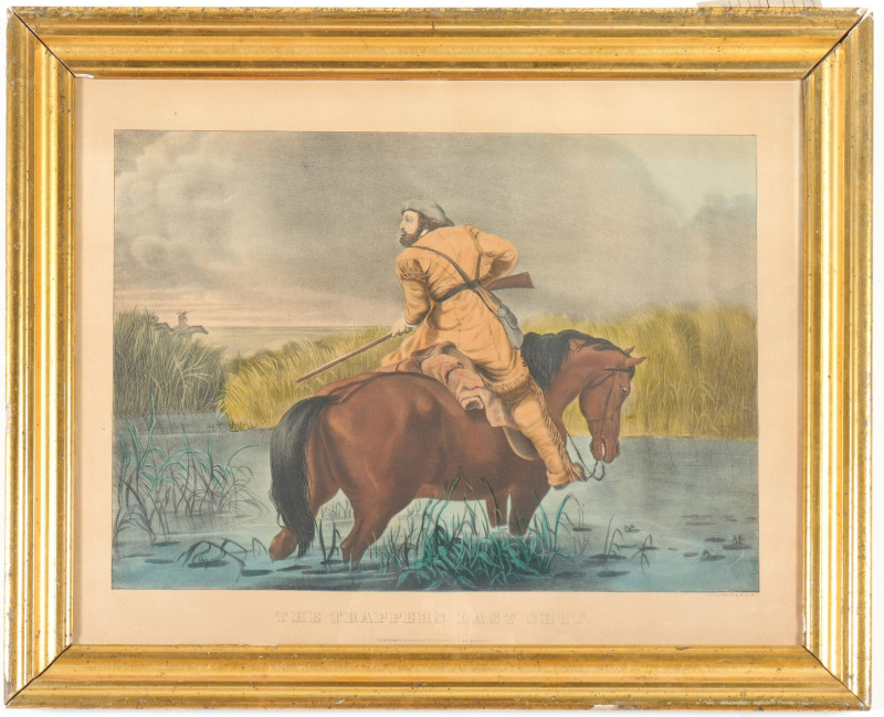 Currier Ives The Trapper&apos;s Last Shot litho
