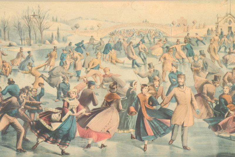 Currier Ives Central Park Winter litho