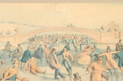 Currier Ives Central Park Winter litho