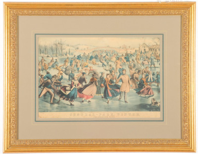 Currier Ives Central Park Winter litho