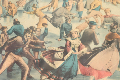 Currier Ives Central Park Winter litho