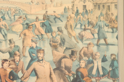 Currier Ives Central Park Winter litho