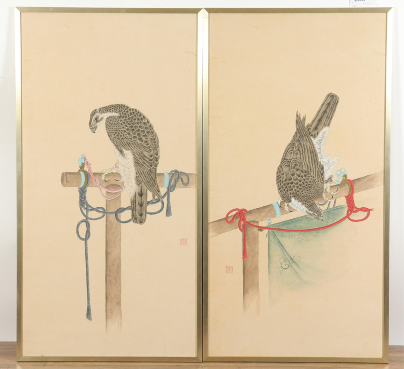 Birds of Prey Chinese Watercolors