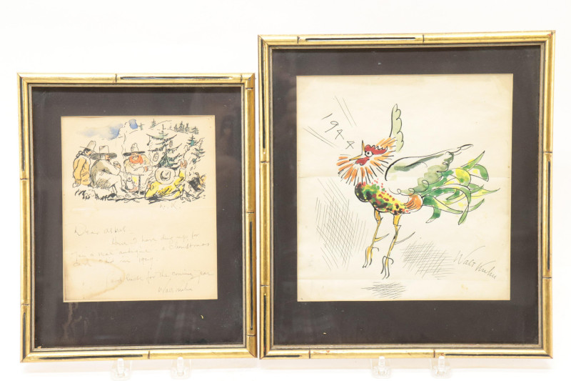 Walt Kuhn Crowing Cock and greeting card W/C