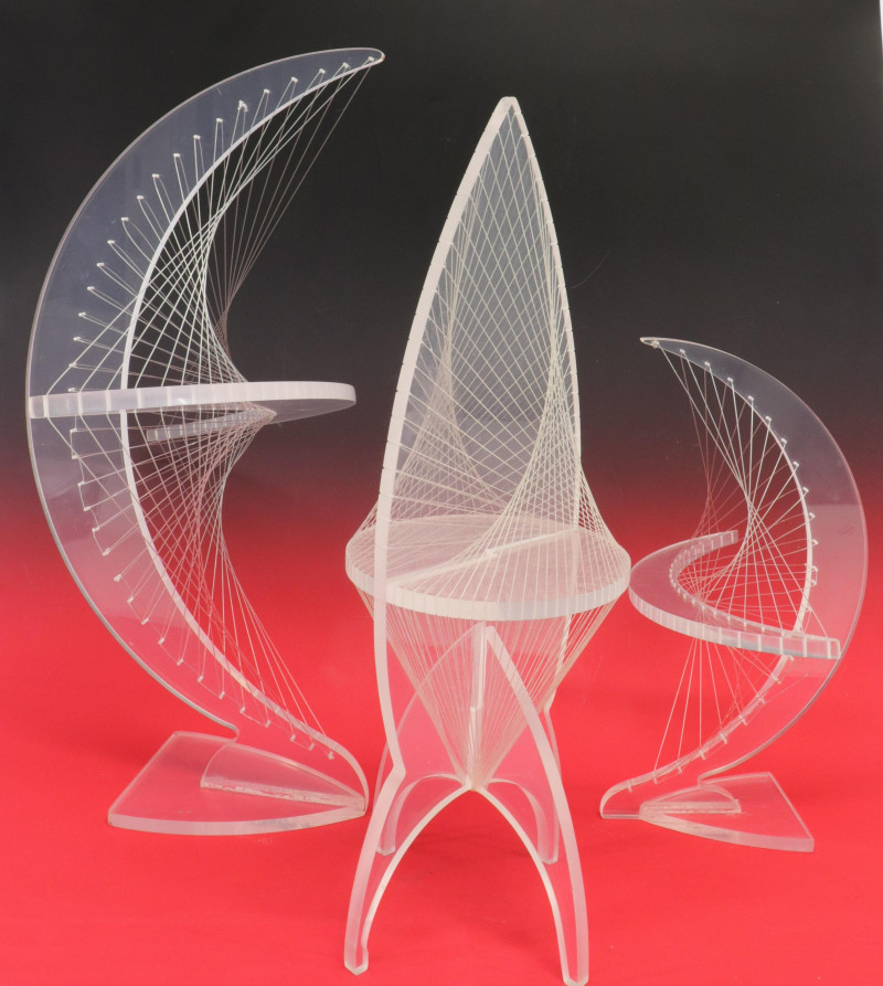 Attr Ronald Fox Three Lucite String Sculptures