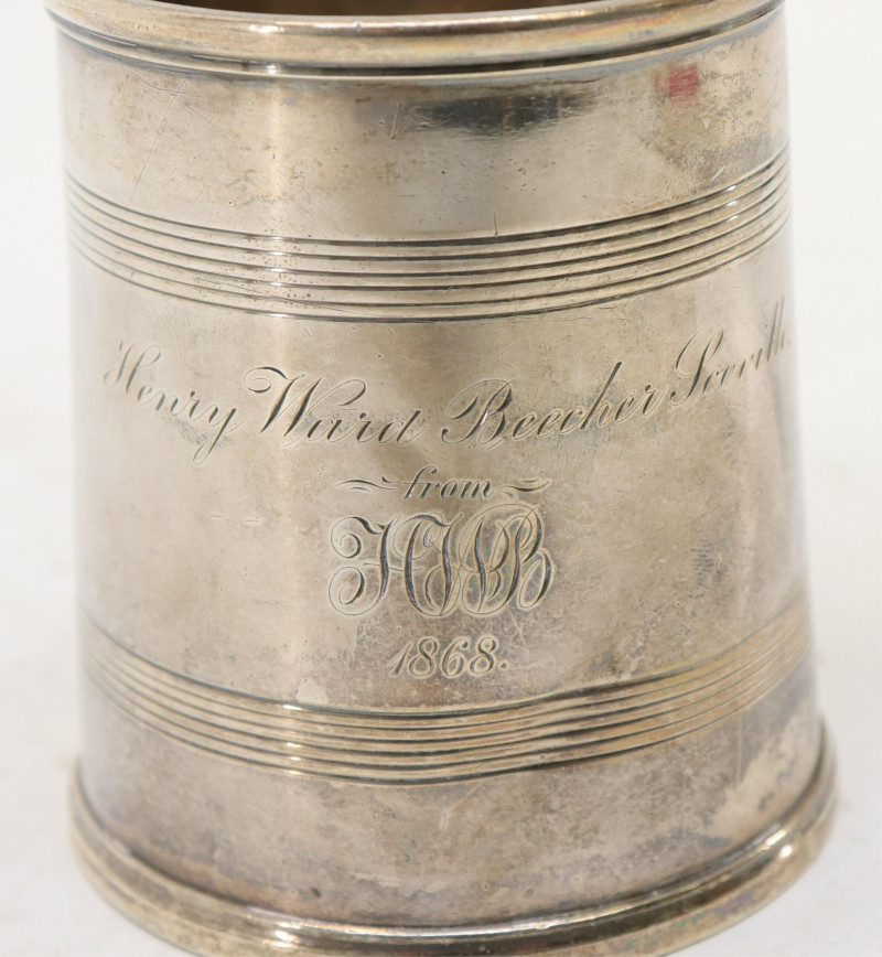 Reverend Henry Ward Beecher gifted silver tankard