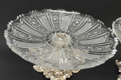 Pr Continental Rococo 830 Silver/Glass Compotes