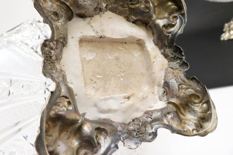 Pr Continental Rococo 830 Silver/Glass Compotes