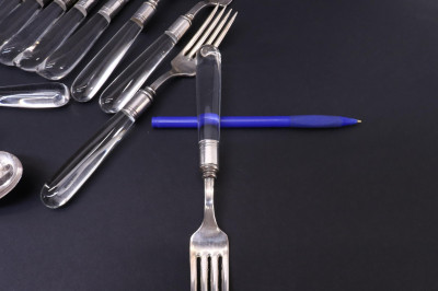 41Pc Mid Century Silverplate Glass Flatware