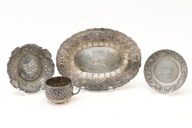 4 Sterling Silver Repoussed Pieces; Tiffany