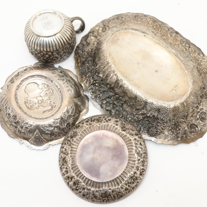 4 Sterling Silver Repoussed Pieces; Tiffany