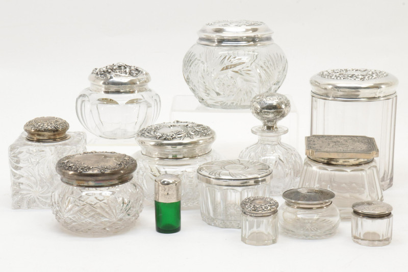 13 Sterling Silver Topped Jars Perfumes Inkwell