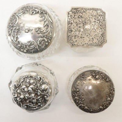 13 Sterling Silver Topped Jars Perfumes Inkwell