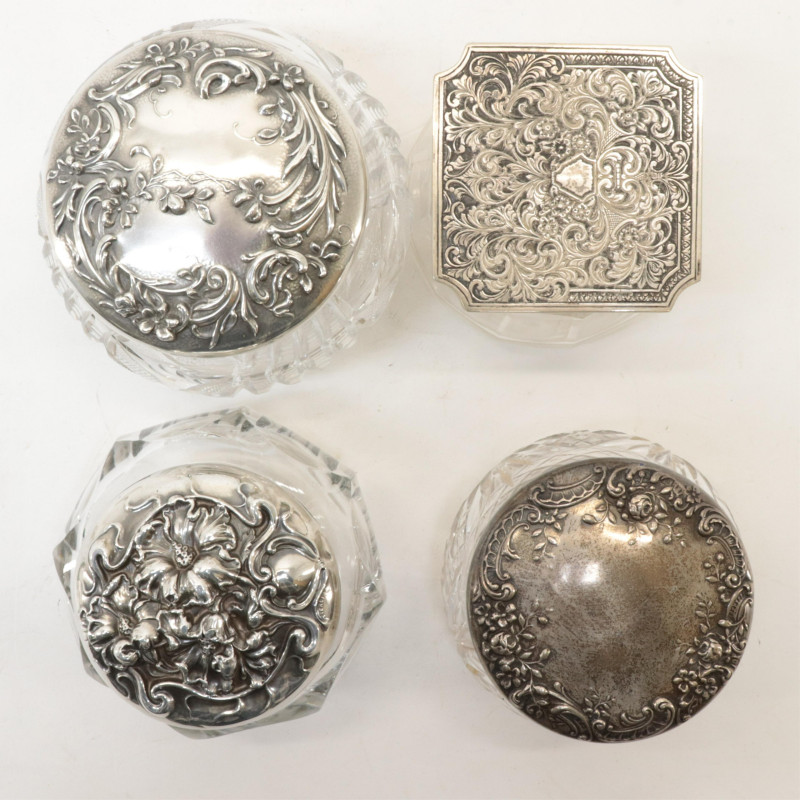 13 Sterling Silver Topped Jars Perfumes Inkwell