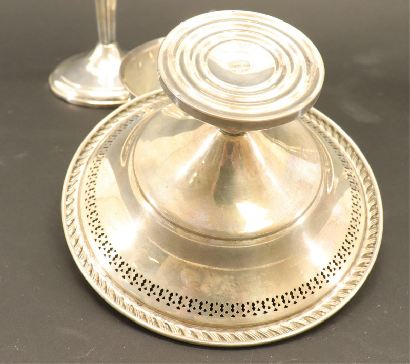 Sterling: Pair Candlesticks Porringer Candy Dish