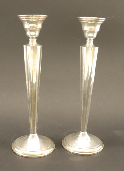 Sterling: Pair Candlesticks Porringer Candy Dish