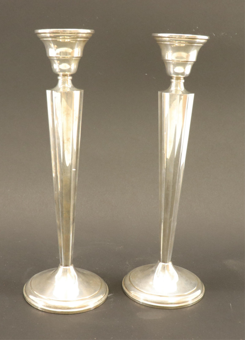 Sterling: Pair Candlesticks Porringer Candy Dish