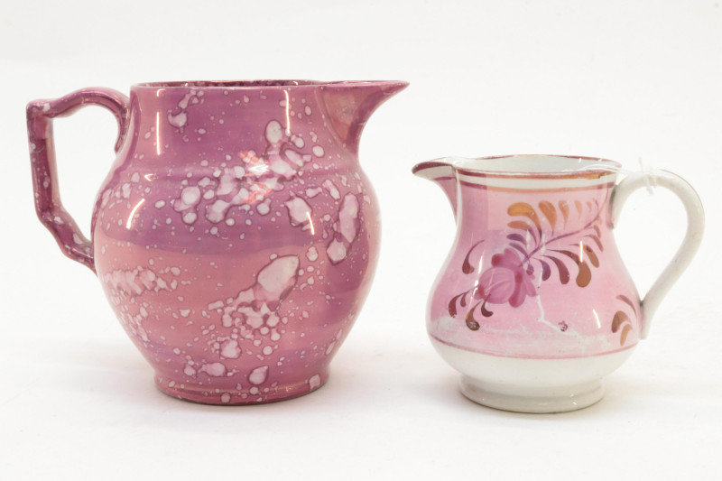 13 Lustreware Pitchers Bowls 19th C