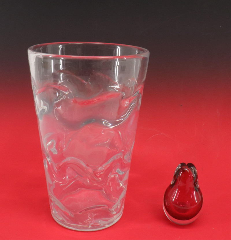 Vicke Lindstrand 2 Glass Vases Kosta Orrefors