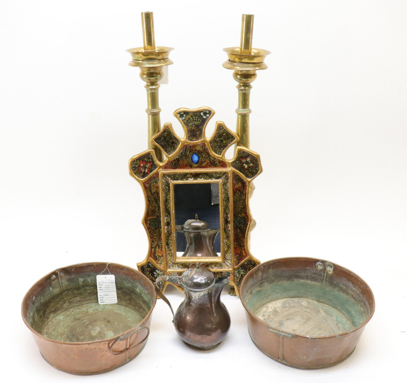Metal Articles 18th19th C and Giltwood Mirror