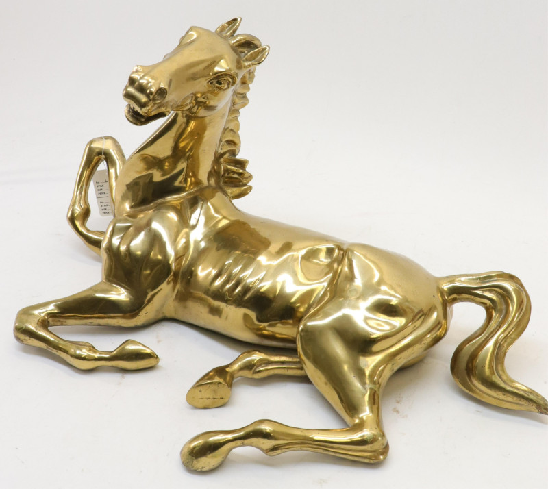 Brass Figure of a Recumbent Stallion