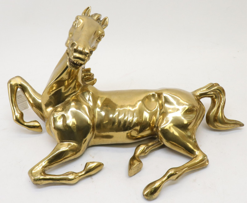 Brass Figure of a Recumbent Stallion