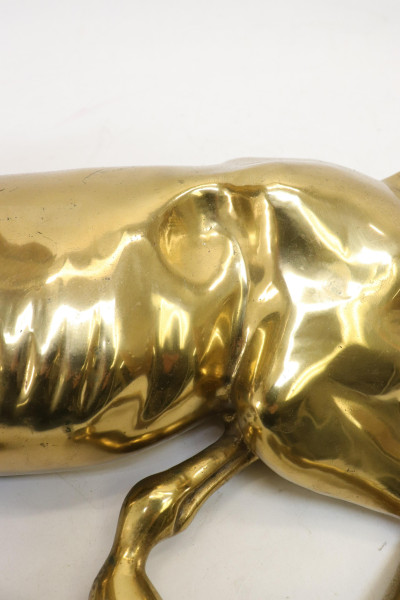 Brass Figure of a Recumbent Stallion