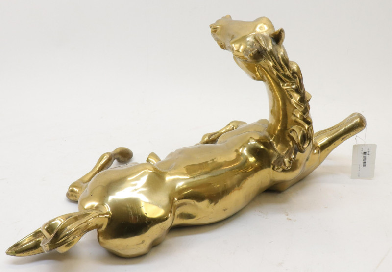 Brass Figure of a Recumbent Stallion