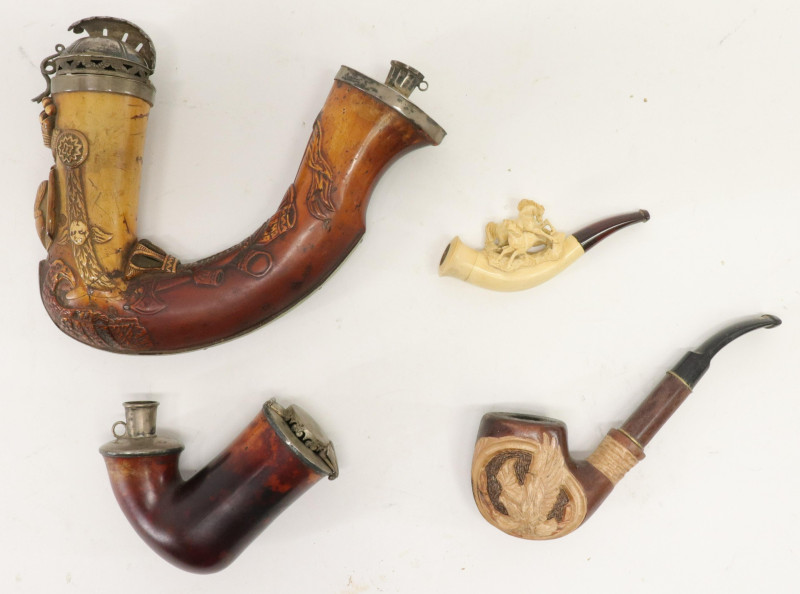 4 Pipes Meerschaum silverplate pewter