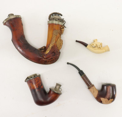 4 Pipes Meerschaum silverplate pewter
