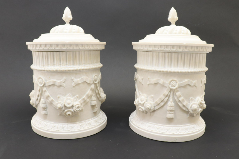Pair of Neoclassical Style Alabaster Covered Jars