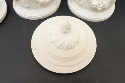 Pair of Neoclassical Style Alabaster Covered Jars