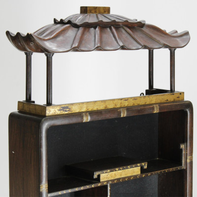 Asian Hardwood Pagoda Form Wall Shelf