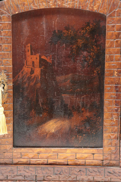 Carved Wood Castle Hanging Wall Box