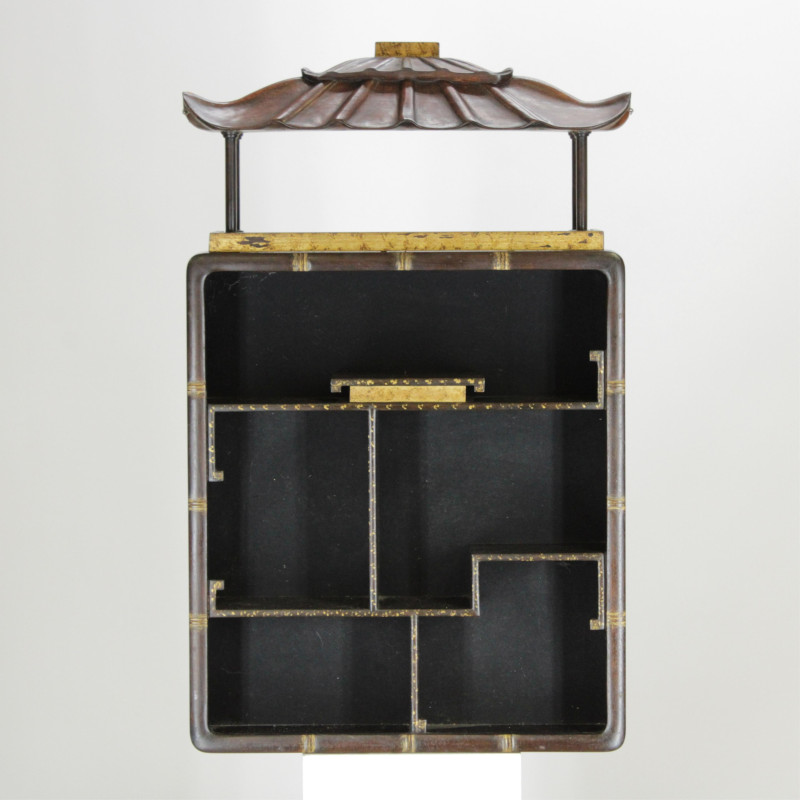 Asian Hardwood Pagoda Form Wall Shelf